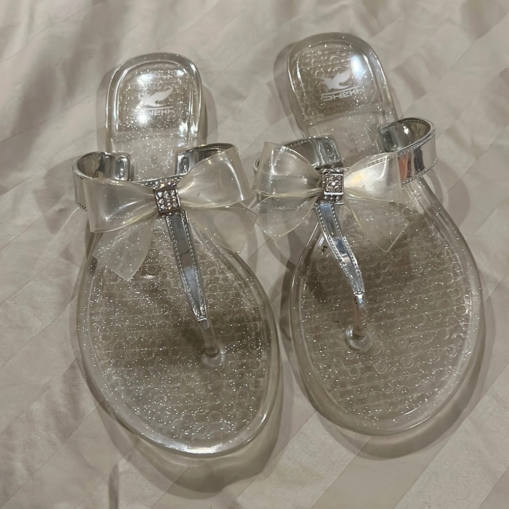 Silver Sparkle flip flops